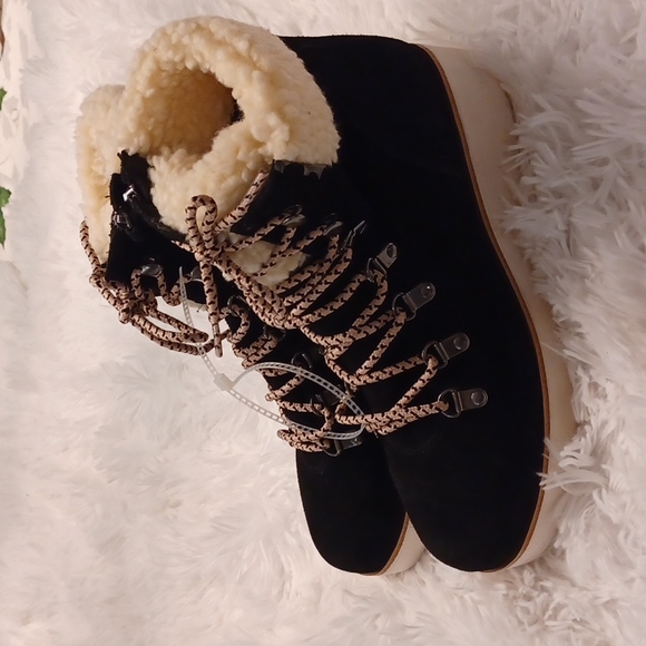 Sanctuary Womens Apres Black Faux Fur Suede Winter & Snow Boots Shoes - Picture 4 of 13